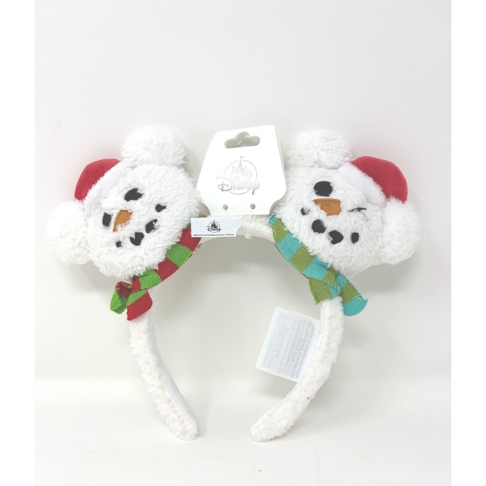 Disney Parks Mickey Mouse Snowman Plush Christmas Holiday Ear Headband